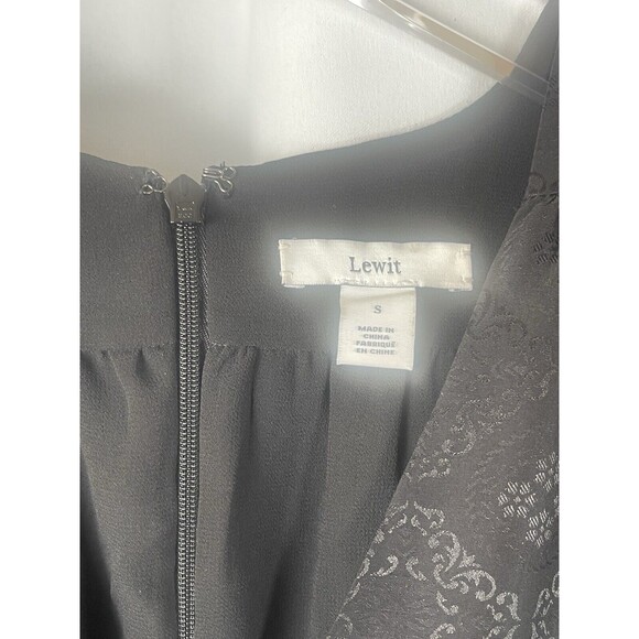 LEWIT Silk Blend Jacquard Peplum Blouse In Black Sz S New - Picture 7 of 8